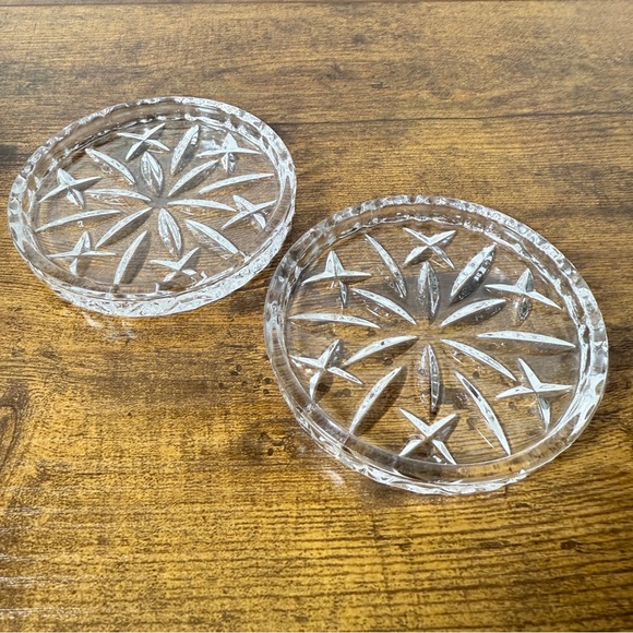 Other - 2 Vintage Crystal Glass Star Coasters Barware Vamp Gothic Granny Cottage Trinket